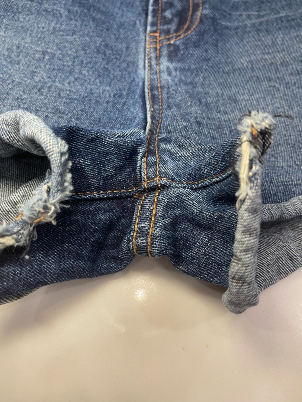 Refuge Mid-Rise Distressed Denim Shorts - Blue - Picture 6 of 14